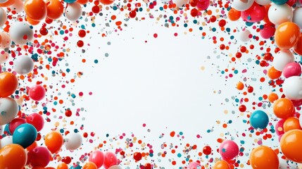 Poster - An array of vibrant balloons, confetti, and ribbons fill the space, creating a celebratory mood perfect for any festive occasion. Generative AI