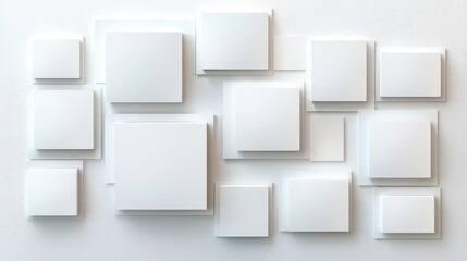 Aufkleber - All-white abstract architectural design with overlapping grids and sharp edges, evoking a futuristic urban landscape.