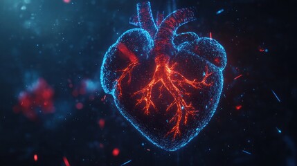 Poster - Glowing digital representation of a human heart