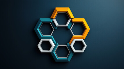 Poster - hexagon infographic concept. Modern hexagonal infographic design with vibrant colors and depth