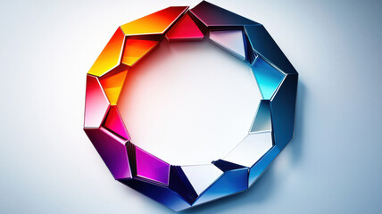 Poster - hexagon infographic concept. Colorful geometric shapes arranged in circular pattern, creating modern design