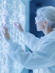Aufkleber - Innovative Scientist Engages with Digital Interface in High-Tech Laboratory Environment