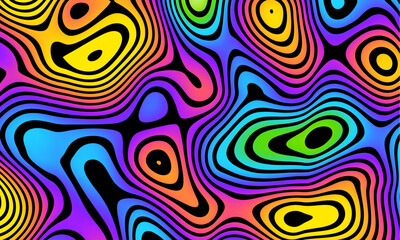 Poster - Groovy psychedelic wave background for banner design. Retro 60s 70s psychedelic pattern. Modern wave retro abstract design. Rainbow 60s, 70s