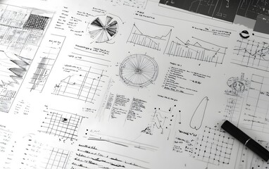 Poster - A collection of detailed analytical reports featuring various graphs and charts. These documents showcase data analysis and statistical methods for business decision-making.