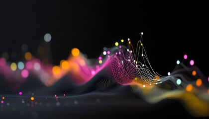 Poster - A vibrant digital abstract wave, showcasing a combination of colorful light patterns and flowing lines, symbolizing innovation and technology in a visually captivating manner.