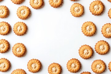 Aufkleber - Sweets and cookies are beautifully arranged on a white surface, creating a perfect opportunity for adding your own text or design. Generative AI