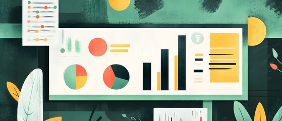 Aufkleber - Colorful infographic design showcasing data visualization and analysis techniques.