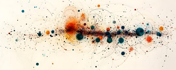 Poster - Abstract composition featuring colorful dots and lines representing cosmic elements.