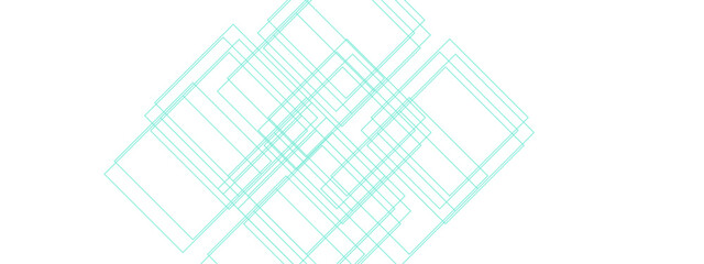 Fototapete - Minimalist Abstract Line Design in Light Mint Green. Geometric Overlapping Squares with Transparent Lines. Modern Art Featuring Symmetrical Grid Patterns. Suitable for background, backdrop, banner, wa