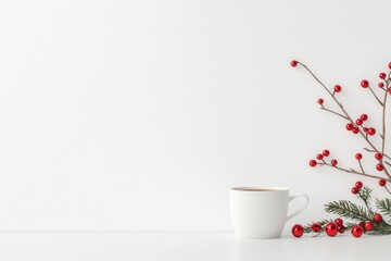 Poster - Minimalist Holiday Tea Scene for Christmas, New Year, and Thanksgiving