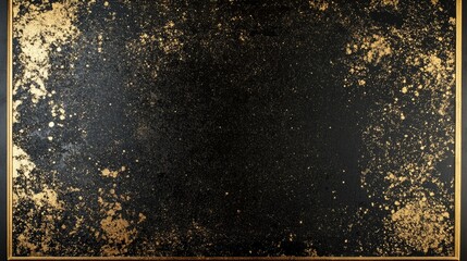 Aufkleber - A shimmering black surface with golden sparkles, framed elegantly with a rectangular border for refined invitations and presentations