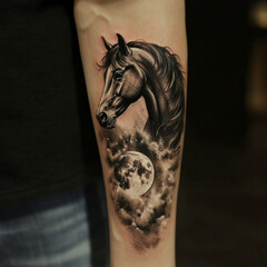 Wall Mural - tattoo horse night and moon