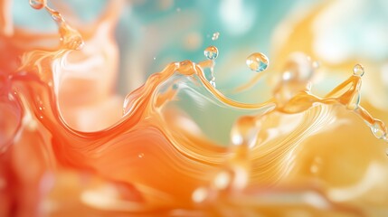 Poster - vibrant splash of orange and yellow liquid creating dynamic patterns in motion