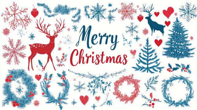 Big Christmas and New Year elements vector graphics