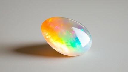 Poster - unique opal gemstone displaying vibrant colors and iridescence on a neutral background