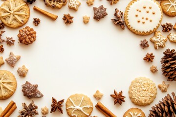 Aufkleber - A colorful collection of various sweets and cookies arranged beautifully with a blank area for personalized text or messages. Generative AI