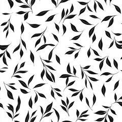 Poster - elegant black and white leaf pattern displayed on a white background suitable for various design pro