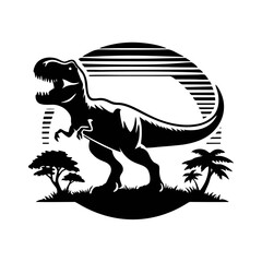 T-Rex (Tyrannosaurus Rex) silhouette logo icon black white design