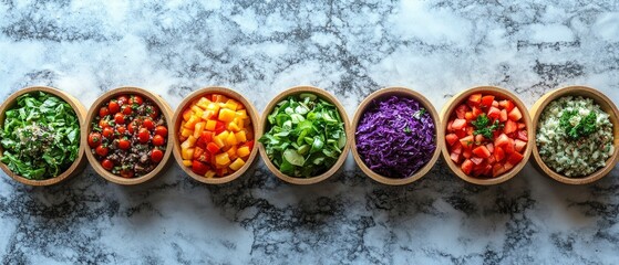 Sticker - A colorful display of fresh chopped vegetables in wooden bowls, ideal for meal preparation.