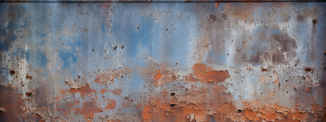 Wall Mural - Dark blue orange grainy gradient background, blurry color flow with noise texture, wide banner size