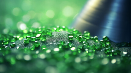 Wall Mural - Shiny glow abstract green background. Glitter lights green background