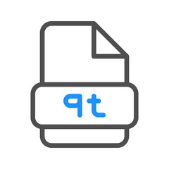 Fototapete - Qt file document icon, video file symbol with bright colored outline details