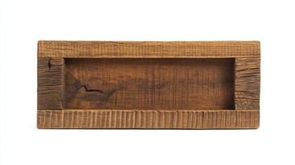 Poster - A bold rectangular pine frame with a slightly rugged texture, isolated on a transparent background for rustic or artistic use.