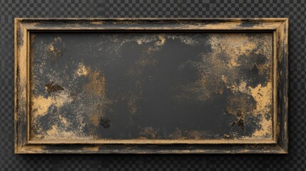 Poster - A bold rectangular pine frame with a slightly rugged texture, isolated on a transparent background for rustic or artistic use.
