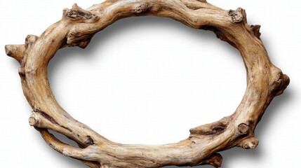 Poster - A circular pine frame with a soft, hand-finished texture, isolated on a transparent background for unique design applications.