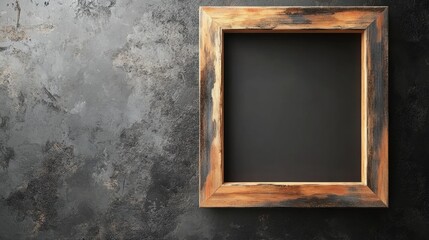 Poster - A classic square pine frame with a polished surface and natural imperfections, hovering over a transparent background.