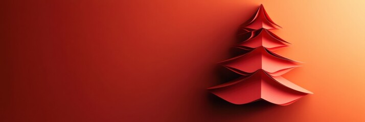 Aufkleber - A layered 3D paper Christmas tree design stands upright, providing an ideal blank canvas for festive messages and decorations. Generative AI