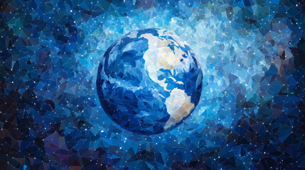 Wall Mural - Earth. Low poly blue. Polygonal abstract space illustration. In the form of a starry sky or space. Vector image in RGB Color mode.