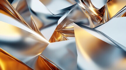 Poster - Abstract 3D shapes, metallic and matte textures combined, dynamic layout