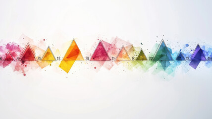 Poster - timeline graph triangles concept. colorful timeline graph with semi transparent triangles and splash