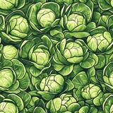 Seamless pattern of fresh Brussels sprouts.