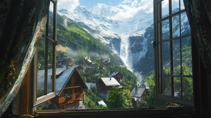 Canvas Print - view from the window of the mountain