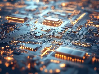 Aufkleber - Illuminated Circuit Board Components Displaying Technological Advancement