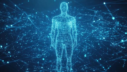 Poster - digital human form within a network of light