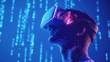 Poster - Person Immersed In Virtual Reality Digital World