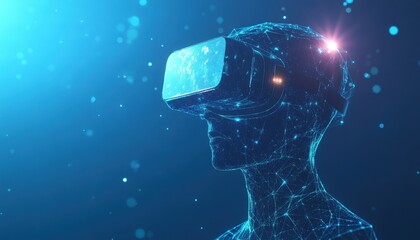 Poster - Abstract Digital Head Wearing Virtual Reality Headset