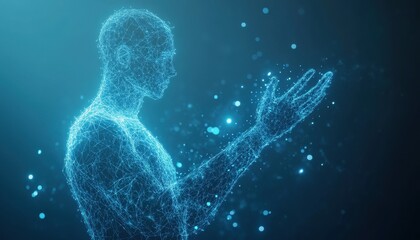 Aufkleber - Digital Human Reaching Out With Glowing Hand