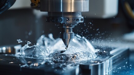 Poster - a cnc machine operating autonomously to create highly detailed products.