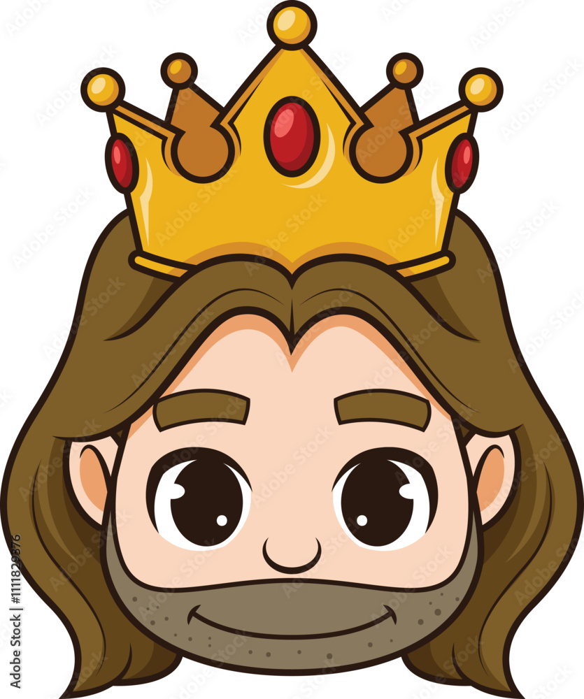 Happy king face with crown vector image Stock Vector | Adobe Stock