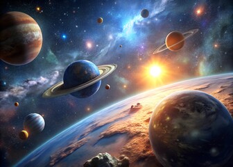Wall Mural - earth and moon