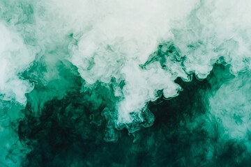 Poster - Abstract green and white smoke texture creating a mystical atmosphere, ideal for backgrounds and artistic projects.