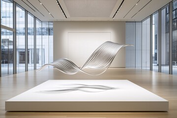 Poster - a beautifully fabricated metallic sculpture showcasing conductivity and innovation, elegant design, 