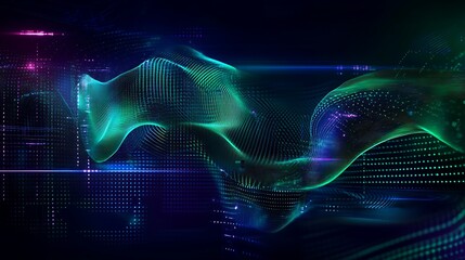 Poster - Vibrant Abstract Waves in Digital Space with Colorful Lights and Dynamic Motion Effects