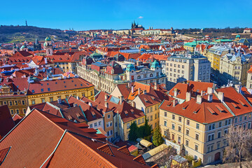 Wall Mural - St Vitus Cathedral over the roofs of Stare Mesto of Prague, Czechia