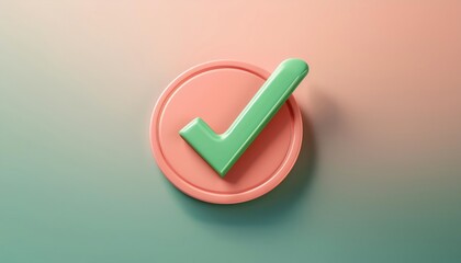 Poster - A circular checkmark icon on a soft gradient background, symbolizing approval or correctness.