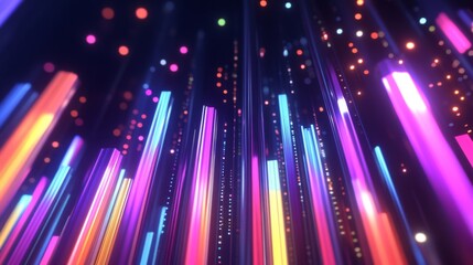 Aufkleber - Colorful Light Patterns in Digital Space with Neon Glow Effects